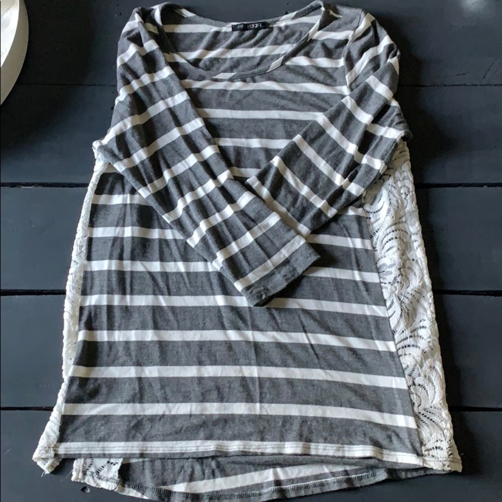 Papermoon striped lace detail top